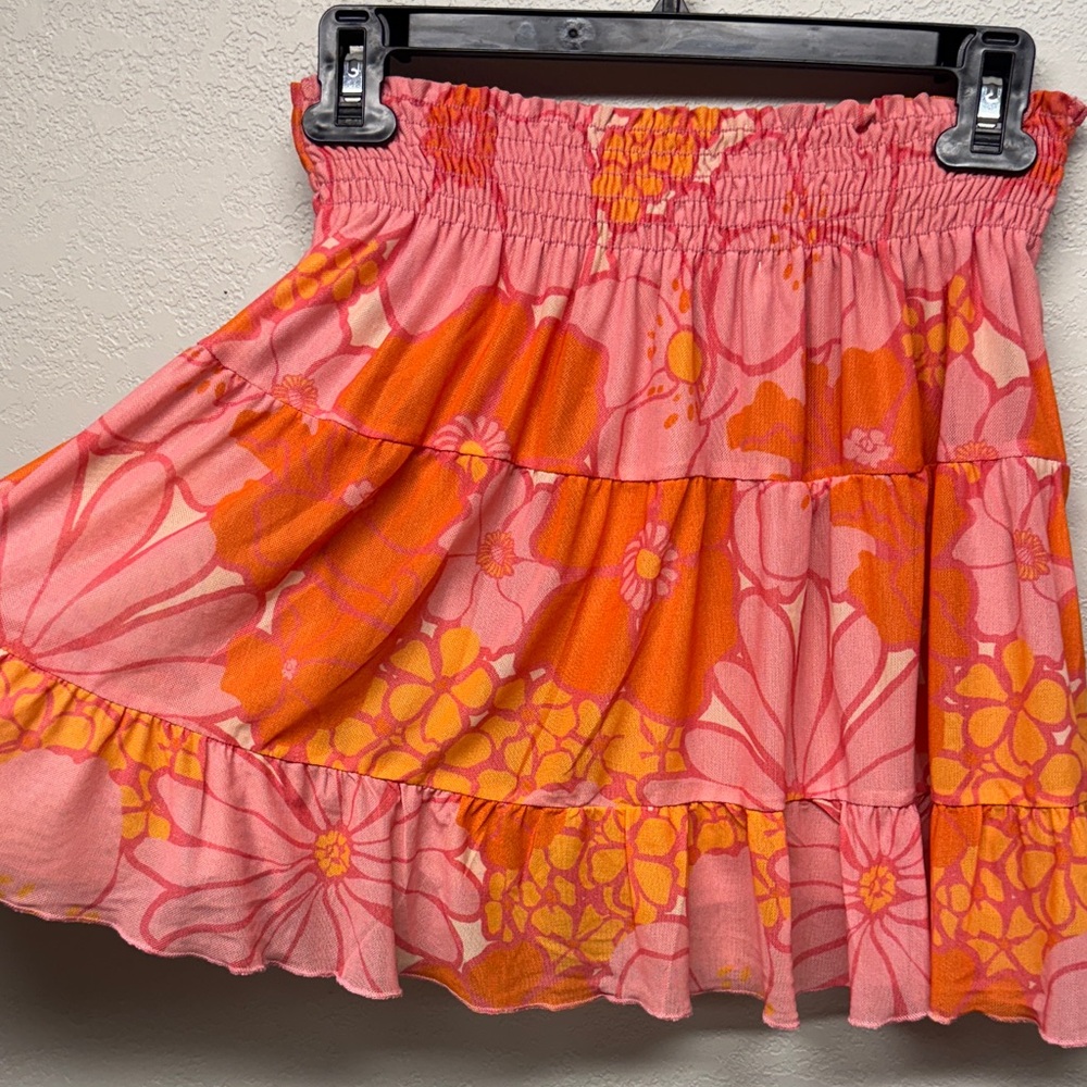 Show Me Your MuMu Pink and Orange Floral Mini Skirt Size Small NWT - Picture 2 of 3